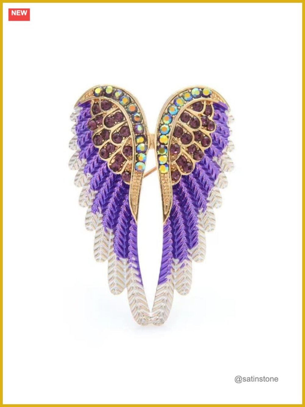 Angel Wing Lapel Brooch Pin Crystal Rhinestone Enamel Women Jewelry